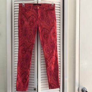 Joe’s Jeans red printed skinny jeans